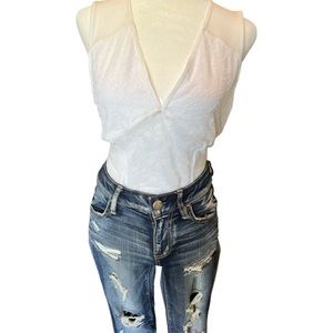 Guess , white sleeveless  bodysuit with snap closure. M . New with tags